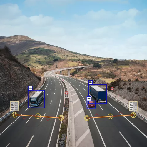 Vue aérienne du trafic routier